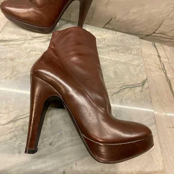 Prada Brown Leather Zip-Up Ankle Boots . Vero Cuoio Made in Italy size 37 1/2 - Picture 14 of 16
